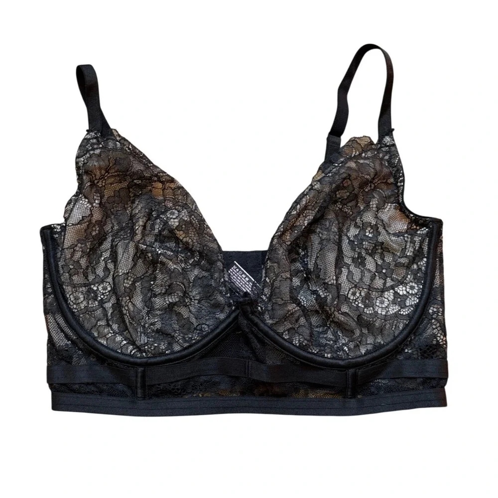 Victoria's‎ Secret Demi Bra Womens Black Excellent Lace Longline SIZE 36DD
